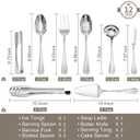 KINGSTONE 12 Piece Teardrop Serving Utensils Set, 18/10 Stainless Steel Serving Utensils, Slotted Spoons, Forks, Tongs, Cake Server, Butter Knife for Buffet, Catering, Wedding, Party