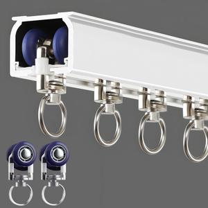 Ceiling Curtain Track Wall Mounted, Aluminum Heavy-Duty Sliding Rails for Windows, Silent Single Curtain Track System for Drapes Room Dividers Living Room Bedroom (White, 7.2ft(2.2m)