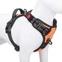 PHOEPET No Pull Dog Harnesses for Small Dogs Reflective Adjustable Front Clip Vest with Handle 2 Metal Rings 3 Buckles (S, Orange)
