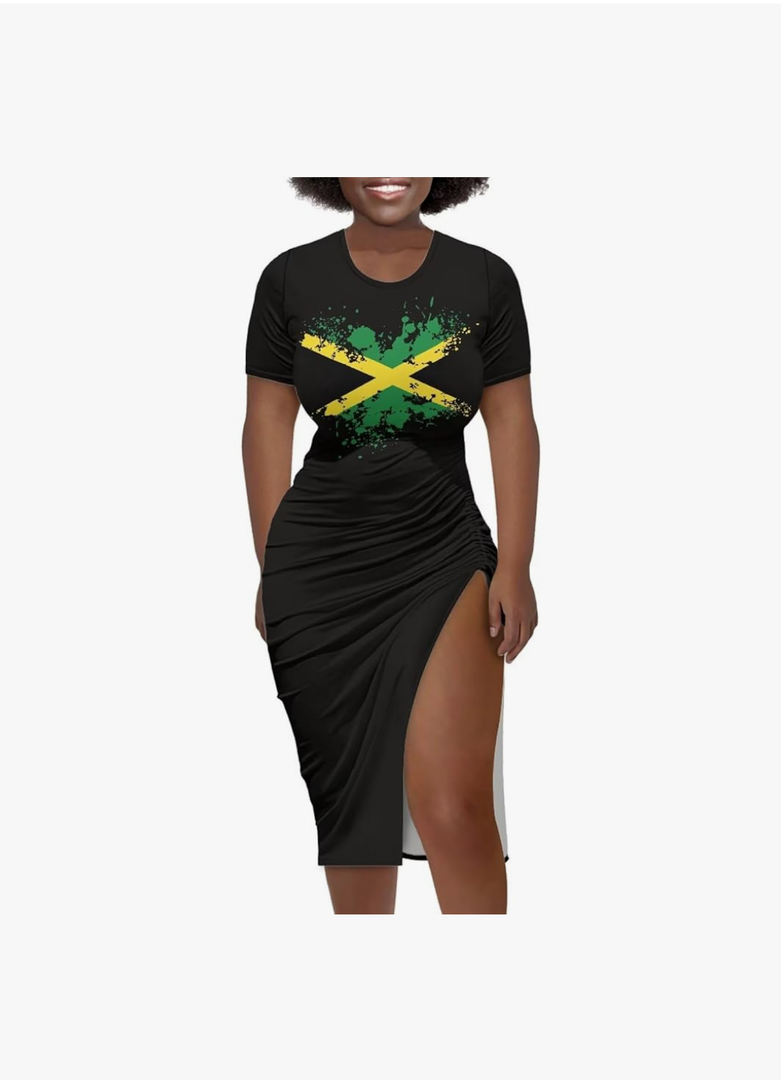Short Sleeve Dress for Women,Sexy Bodycon Dress,Plus Size Slit Dress,String Design, size XL