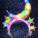 Light Up Moon Headband Star Costume Hair Accessories for Women(Colorful, One Size) (Pack of 1)