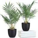 2 Pack Fake Plant with Pot 16" Desk Plant Artificial Potted Faux Plants for Office Desk Shelf Home Farmhouse Decor (Bamboo Leaf) (Bamboo Leaf)