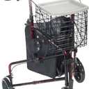 Drive Medical 10289RD Deluxe Foldable Rollator Walker, Black/Red