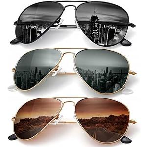 KALIYADI Classic Aviator Sunglasses for Men Women Driving Sun glasses Polarized Lens UV Blocking, 3 Piece