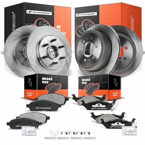 A-Premium Front and Rear Vented Disc Brake Rotors + Ceramic Pads Kit Compatible with Select Lincoln and Ford Models - For F-150 2004-2008, Mark LT 2006-2008, 12-PC Set