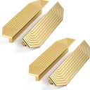 Gold Cabinet pulls Brass Brushed Drawer Modern Handles Drawer Handles for Dresser (4Pack-5.7inch Polygon)