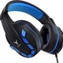Kikc Gaming Headset with Mic for PS4, PS5, Xbox, PC, Switch, Controllable Volume Gaming Headphones with Soft Earmuffs for Mobile Phone, iPad, and Notebook, 40mm Drivers, 3.5 mm Audio Jack-Blue