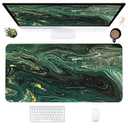 Desk Mat, Green Gold Liquid Marble Extended Gaming Mouse Pad for Office Work & Game, Computer Keyboard Mouse Mat Desk Non-Slip Rubber Base Large Mousepad with Stitched Edges, 31.5x15.7inch