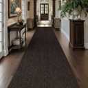 Color&Geometry Door Mat 2'4"x12' Runner Rug with Rubber Backing, Non Slip Washable Hallway Rug, Carpet Runners for Hallway Living Room Bedroom, Heather Brown (Rolled-up NO Creases)