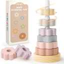 Joyreal Wooden Spinning Stacking Toys, Neutral Ring Stacker Montessori Toys for Toddlers 1-3, Christmas Birthday Gifts for Boys Girls
