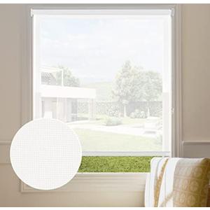 Persilux Light Filtering Roller Shades and Blinds for Windows (29" W x 72" H, Off White) Flame Retardant, UV Protection Solar Shades Sheer Window Shades for Home, Office Easy to Install