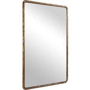 ANDY STAR Hand-Forged Gold Bathroom Mirrors for Wall, 22x30 Inch Vintage Solid Steel Metal Frame Bathroom Vanity Mirror, Antique Rounded Rectangle Wall Mirror, Hangs Horizontally or Vertically