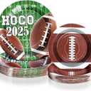 50PCS Homecoming Football Plates Kit 9 Inch Rugby Theme 2025 Homecoming Plates 7 Inch Disposable Football Round Trays for Sports Fans Tableware for Gameday Tailgate School Decor Supplies