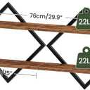 CHOEZON Floating Shelves, Set of 2 Wall Shelves, 2-Tier Hanging Shelves, Wall Shelf Set of 2, Wall Mounted Shelves, for Living Room, Bedroom, Kitchen, Office, Study, Rustic Brown TBJ01P2BF