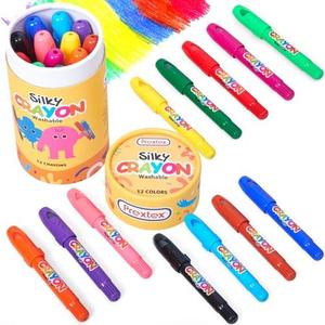 Pack of 2 PREXTEX Silky Unbreakable Crayons 12pcs - Child Safe - Easy Grip - Washable - Unbreakable Crayon Set for Kids Age 3+ - PP Wax - Assorted Multicolored Crayons
