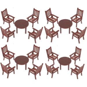 Garneck 4 Sets Miniature Dollhouse Table and Chairs Miniature Doll House Mini House Table and Chair Plastic Tiny Kitchen Furniture for DIY Fairy Garden Dollhouse Decoration
