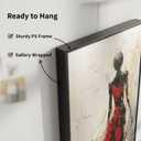 Hand Painted African American Wall Art for Hallway -Black Fashion Women Canvas Oil Painting for Lobby- Framed Textured 3D Artwork for Bedroom Home Decoration 24x48inches, 24x48inches x1