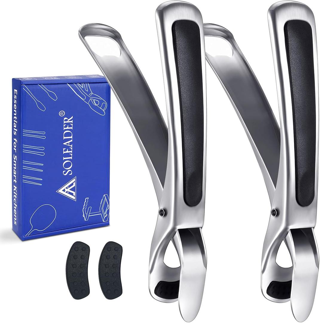 SOLEADER Plate Gripper Compatible With Instant Pot Accessories, Air Fryer Pans Gripper, Hot Plate Bowl Retriever For Egg Custard For Jidangeng, For Microwave Toaster Oven Steamer, Pack of Two (Vertical Lift Tongs)