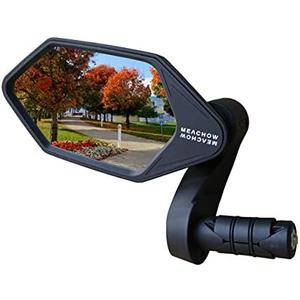 MEACHOW New Bar End Bike Mirror, Crystal UHD Automotive Grade Glass Lens E-Bike Mirrors, Scratch Resistant, Safe Rearview Mirrors, (Blue Left Side) ME-022LB
