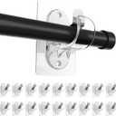 ANDGOO 18 Pack Adhesive Curtain Rod Brackets, No Hole, No Drilling, No Tool, No Nail, Heavy Duty Stick on Curtain Rod Holder Hangers Bedroom, Bathroom, Living Room, Transparent