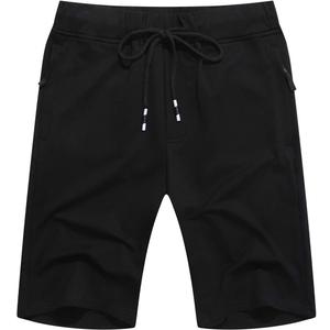 Boisouey Mens Shorts Casual Drawstring Zipper Pockets Elastic Waist (XX-Large, Black)