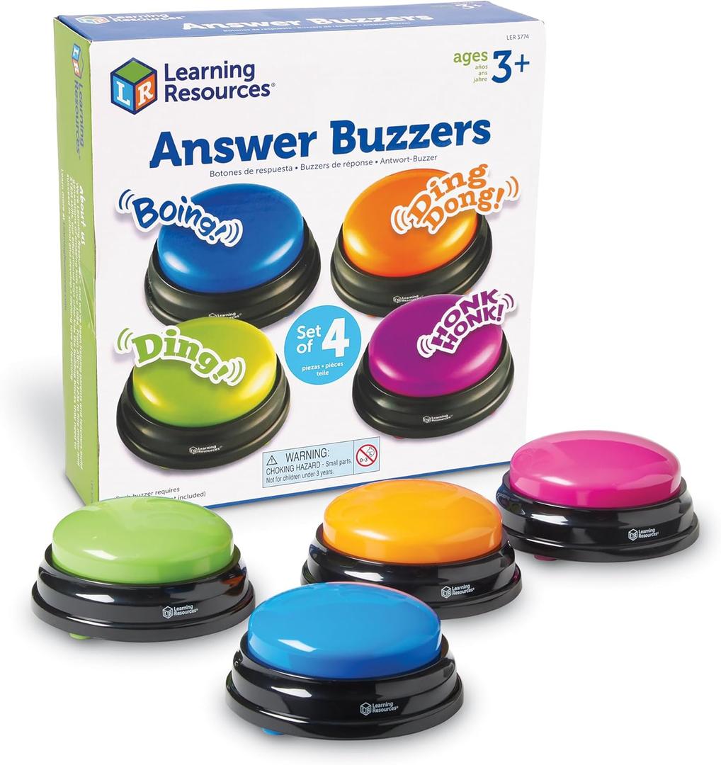 Learning Resources Answer Buzzers - Classroom Must Haves Supplies, Kids Toys, Sound Effect Button, Family Game Shows, Buzzers for Trivia, Participation Tools Boys and Girls Birthday Gifts