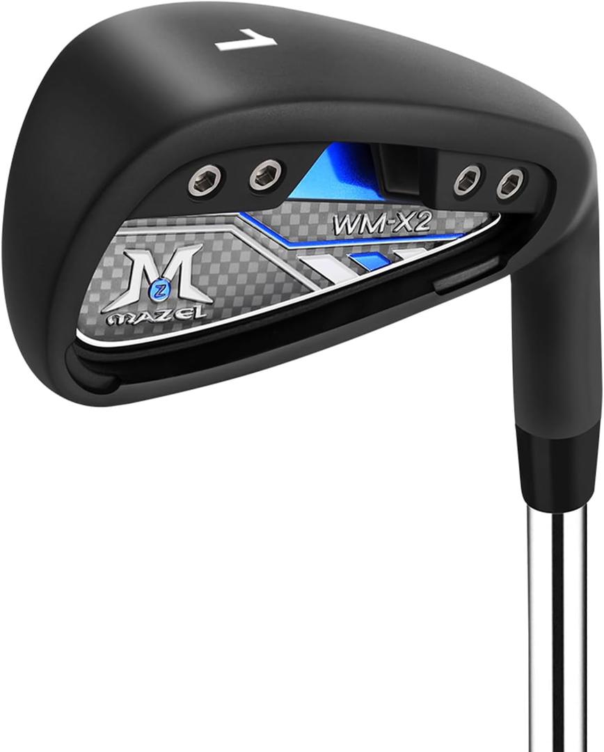 MAZEL WM-X1/2 Individual Men Golf Club Irons 1 Pitching Wedge,Approach Wedge,Sand Wedge with Graphite/Steel Shafts for Right Handed, Right, 2024 Model, Steel, Black, Stiff, 1 iron