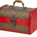 Vintage Wooden Jewelry Boxes, Handmade Decorative Treasure Trinket Chests Storage Organizer, Wood Gift Holder Case Box for Ring Earring Necklace Keepsake Ceremony Women 5.89" (Red Brown)