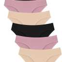 FINETOO 6 Pack Womens Seamless Hipster Underwear No Show Panties Invisibles Briefs Soft Stretch Bikini Underwears Medium, Black & Beige & Khaki