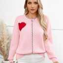 Libsorge Womens Oversized Cute Crewneck Heart Sweater Winter Spring Valentine's Day 2025 Trendy Ribbed Knit Contrast Color Block Pullover Casual Cozy Knitted Sweaters Pink  (Pink, L)