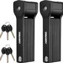 Folding Bike Lock Bicycle Scooter Folding Locks with 3Keys Heavy Duty Bike Lock with Easy Mounting Bracket Alloy Steel Foldable Lock (2 Pack, Black)