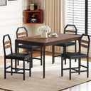 YATINEY Dining Chairs, Kitchen Chairs with Back Support, Upholstered Seat and Metal Legs, for Kitchen, Living Room, Rustic Brown and Black CY02L4BR, 36" x 39" x 87"