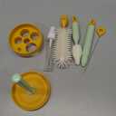 Chemimoso Travel Silicone Baby Bottle Cleaner Brush Set, Foldable Baby Bottle Drying Rack, Essential Cleaning Set for Outdoor Travel, Orange and Green