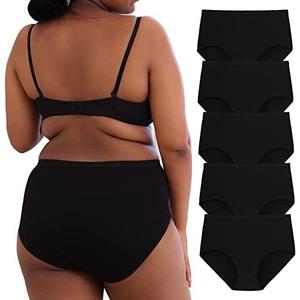 INNERSY Plus Size 5XL Big Curvy Woman Cotton Underwear High Waist Briefs 5-Pack