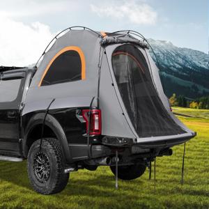 Truck Bed Tent: 2025 Upgrade Truck Tent Easy Setup for Camping, 3000mm Waterproof Pickup Truck Tent for 2 Person (5.5FT-5.8FT, Grey & Orange)