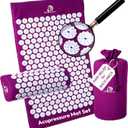 Acupressure Mat & Pillow Set - Acupressure Therapy for Back and Neck Pain Relief, Sciatica, and Pressure Point Aches Ideal Acupuncture Mat for Sleeping Aid & Recovery (Purple)