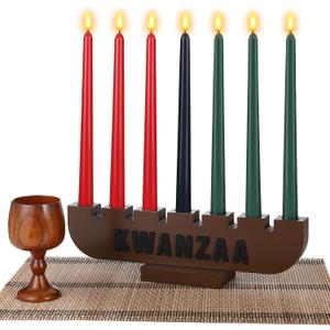 10 Pieces Kwanzaa Kinara Set Wooden Kwanzaa Candle Holder Kwanzaa Celebration Decorations