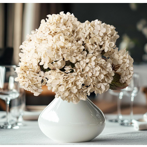 Uqueeten Artificial Flower Fake Silk Hydrangea Heads Bouquet with Stems Bulk for Fall Decoration Table Center Christmas Indoor Outdoor Faux Floral Realistic with Leaves Plants Crafts 8PCS(White)
