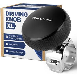 Top Life Truck Steering Wheel Knob - Silicone-Coated for Better Grip - XL Spinner for Thick Wheels - for Heavy Duty, Vans, Pickup Trucks, Semi, Sport Steering Wheels