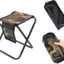 Qesonoo Mini Portable Folding Stool, Camping Fishing Stool for Adults Fishing Hiking Gardening and Beach with Carry Bag, Hold Up to 450lbs(Camouflage) (10.6"D x 10.6"W x 11"H)