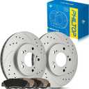 PHILTOP Front Brake Pads and Rotors Kit, OE Drilled & Slotted Rotors and Ceramic Brake Pads for Honda 1997-2001 CR-V, Honda 1997-2001 Prelude, Honda 1995-1998 Odyssey, 3296 D503