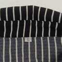 Women's Striped Button Down Shirt Smocked Cuffed Boyfriend Blouse Ruffle Sleeve Casual Tunic Tops with Pockets (Large, Black Stripe)