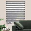 Window Blind Dual Layer Polyester Zebra Roller Light Filtering Sheer Shades Window Treatments Privacy Light Control for Day and Night(W35 x H72(Inch), Grey)