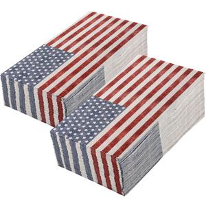 100 Pieces Patriotic Guest Napkins American Flag 3-Ply Disposable Paper Napkins 4th of July Hand Towel Decorative Dinner Napkin for Independence Day Kitchen Bathroom Party Tableware