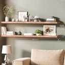 Ballucci Floating Shelves for Wall, 60" Wood Wall Shelf Set of 2, with Invisible Brackets for Bathroom, Living Room, Bedroom, Kitchen, Nursery, 8" Deep, Rustic Brown