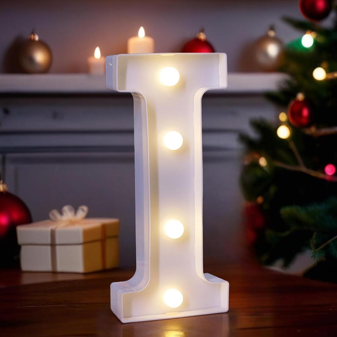 LED Light Up Marquee Letters, Battery Powered Decorative LED Letter Lights, Alphabet Light Up Letters for Wedding Birthday Party,Holiday Lamp or Home Bar Decoration (Letter I)