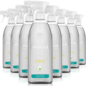 method Daily Shower Cleaner Spray, Eucalyptus Mint Scent, 28 fl oz, 7 Pack Removes Soap Scum, Grime & Stains, For Use on Showers, Tubs, Tile, Glass & Fixtures, Dissolves Right Away