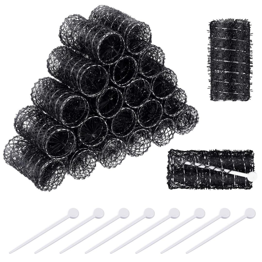 Willbond 20 Pack Vintage Hair Rollers with Pins Medium Wire Mesh Brush Rollers for Women No Heat Hair Curlers for Curls and Waves, Black 2.5 x 1.4 Inch
