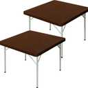 2 Pack Square Fitted Tablecloth 24X24 Inch Stretch Spandex Card Table Cover Brown Washable Table Cloth Elastic Table Topper for Indoor and Outdoor