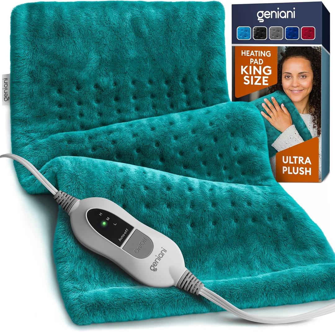GENIANI XL Heating Pad for Back Pain & Cramps Relief, Auto Shut Off, Machine Washable, Heat Pad, Holiday Gifts for All, Gifts for Women, Gifts for Men, Heat Patch (Viridian Green) (XL 12"x24")